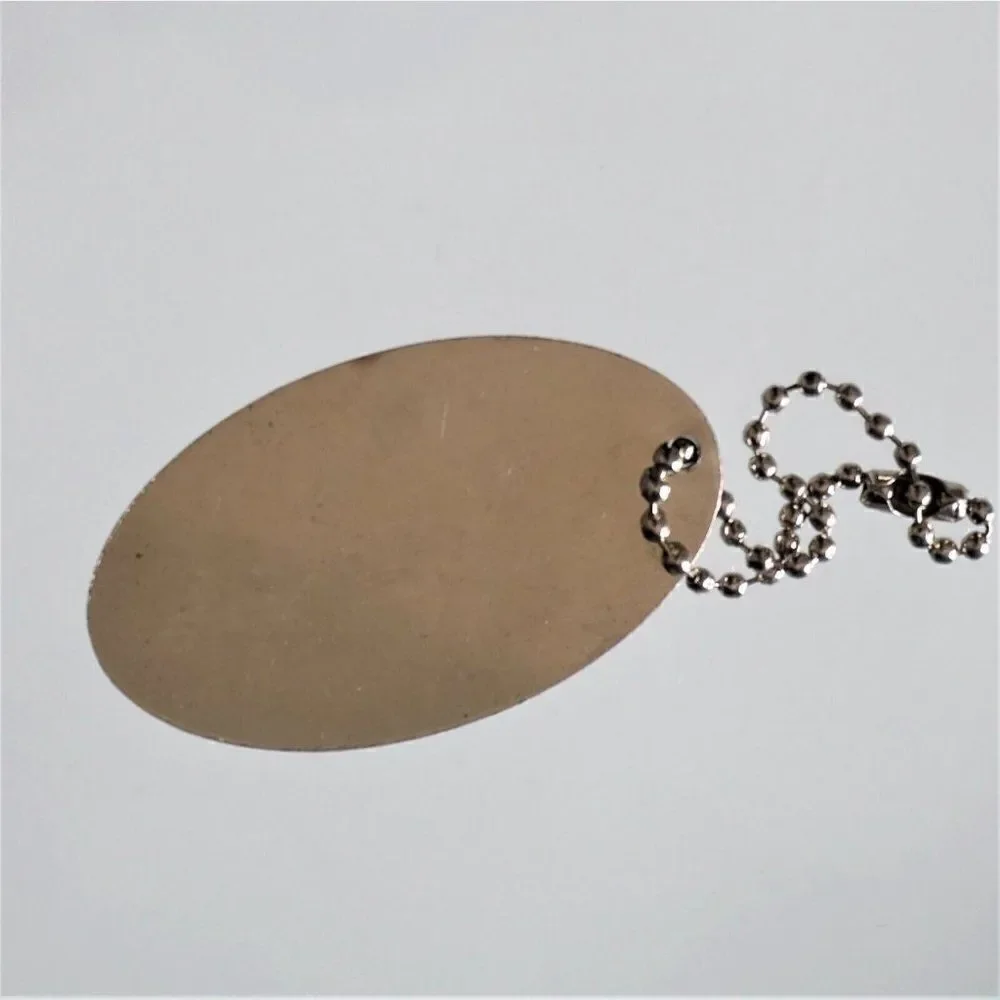 Kenneth Cole New York Bag Charm Hang Tag Oval Silver Metal Key Fob Keychain